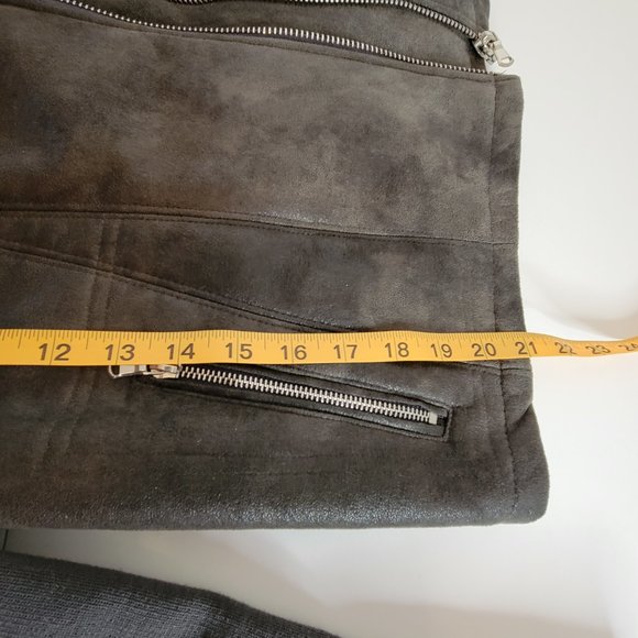 River Island Women's Faux Suede and Fleece Bomber Jacket, Blk/Beige, Size 10 - Picture 6 of 11